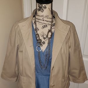 Alfani Tan Button-Up Cropped Jacket with Pockets  Size 12